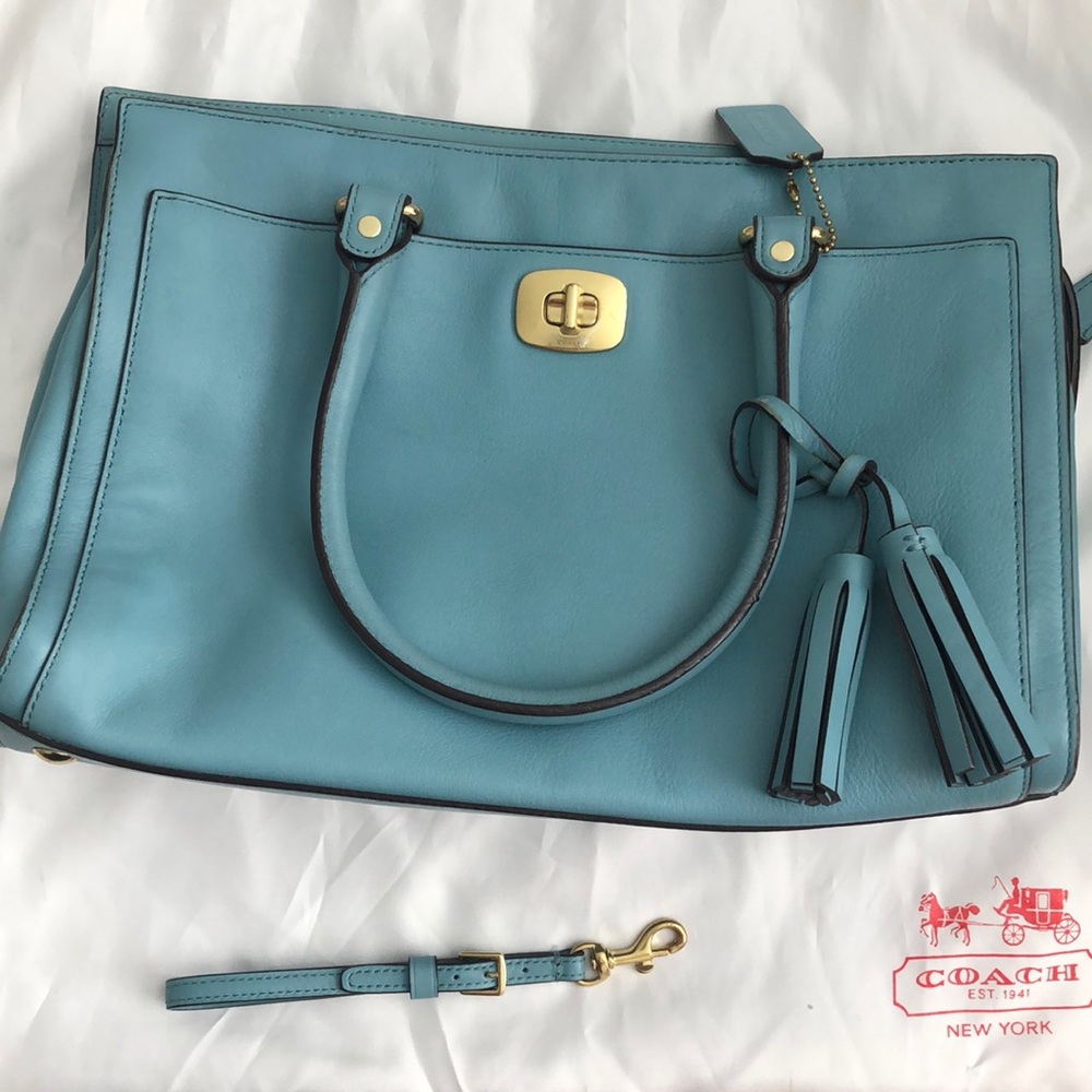 Coach Genuine Leather Handbag- Blue